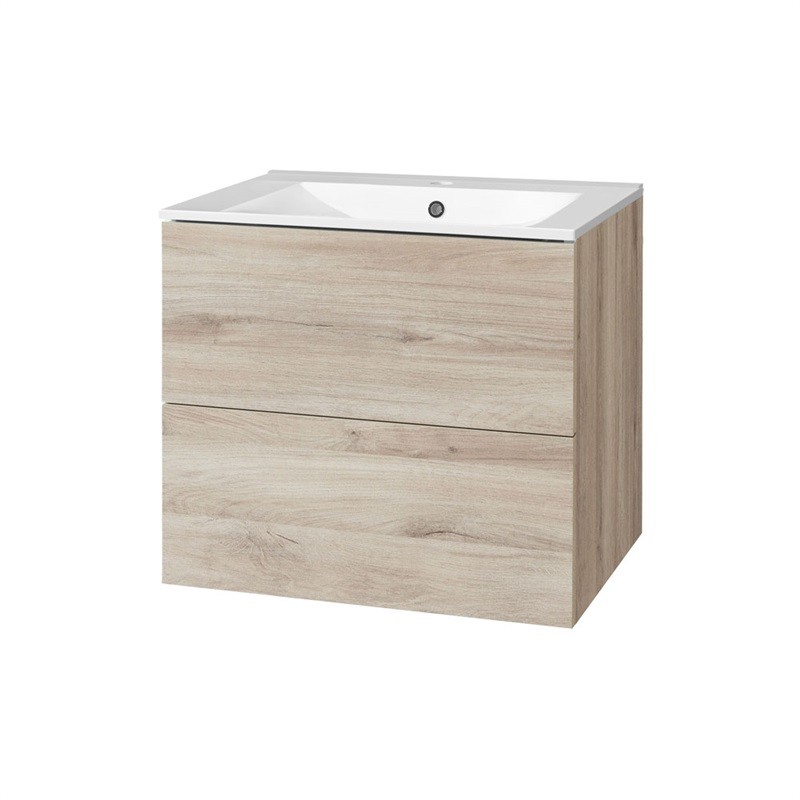 Levně MEREO Aira, koupelnová skříňka s keramickym umyvadlem 61 cm, dub Kronberg CN720