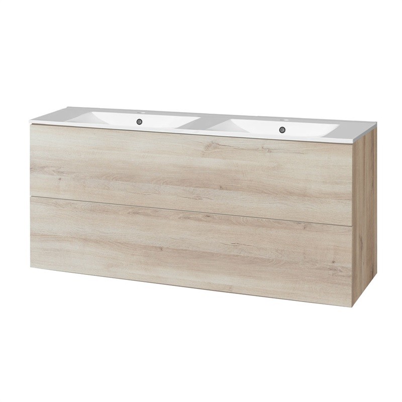 MEREO Aira, koupelnová skříňka s keramickym umyvadlem 121 cm, dub Kronberg CN723
