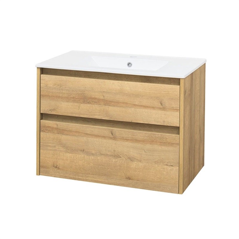 Levně MEREO Opto, koupelnová skříňka s keramickým umyvadlem 81 cm, dub Riviera CN921