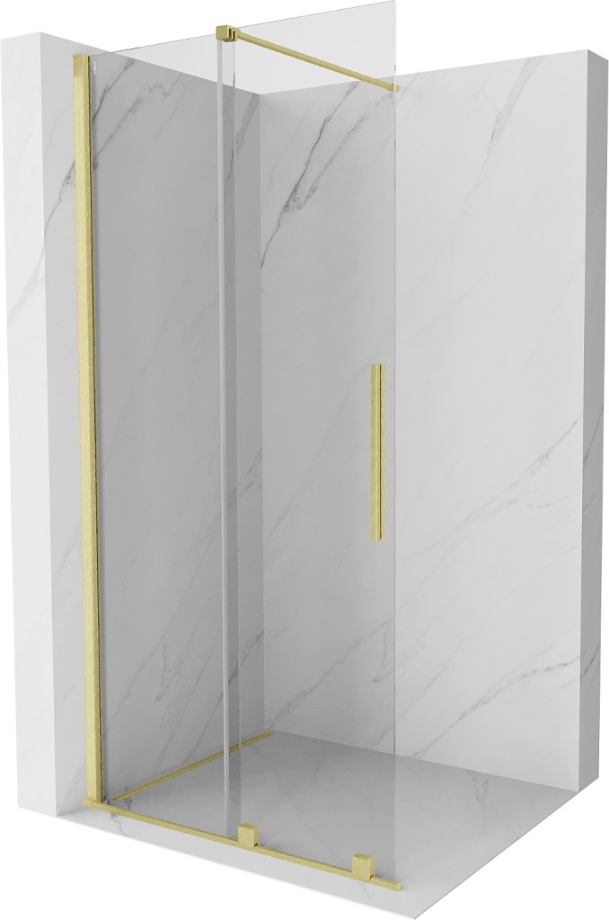 MEXEN/S Velar posuvné sprchové dveře Walk-in 70 cm, transparent, zlatá kartáčovaná 871-070-000-03-55