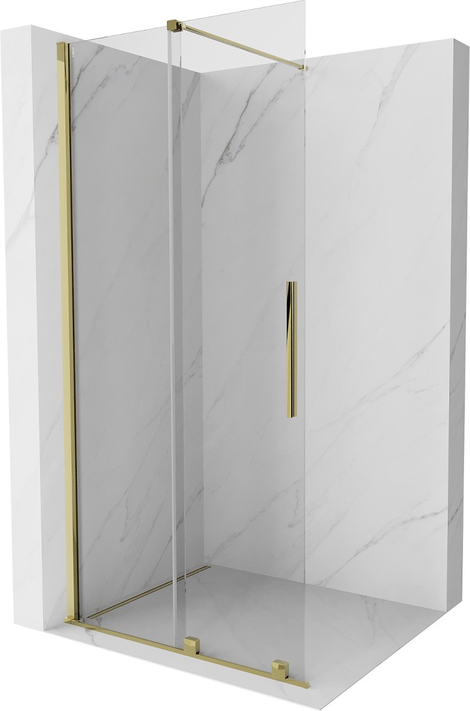 MEXEN/S Velar posuvné sprchové dveře Walk-in 110, transparent, zlatá 871-110-000-03-50