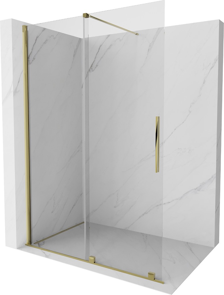 MEXEN/S Velar posuvné sprchové dveře Walk-in 140, transparent, zlatá 871-140-000-03-50