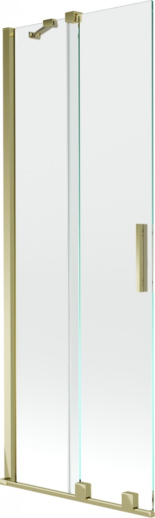 MEXEN/S Velar Dvoukřídlá posuvná vanová zástěna 75 x 150 cm, transparent, zlatá 896-075-000-01-50