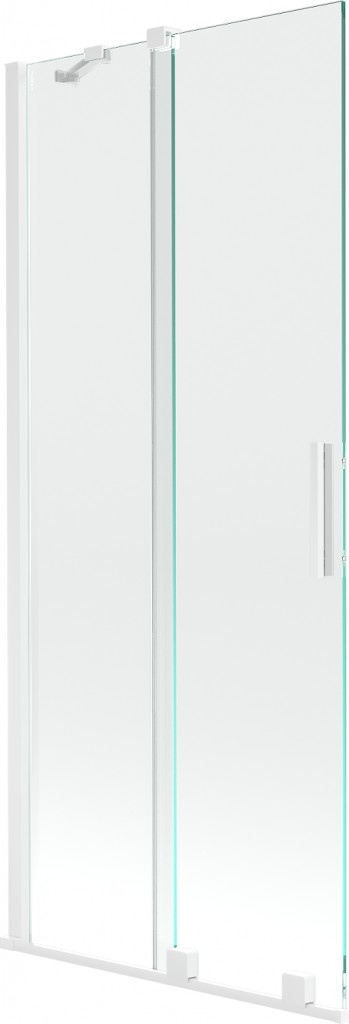 MEXEN/S Velar Dvoukřídlá posuvná vanová zástěna 85 x 150 cm, transparent, bílá 896-085-000-01-20