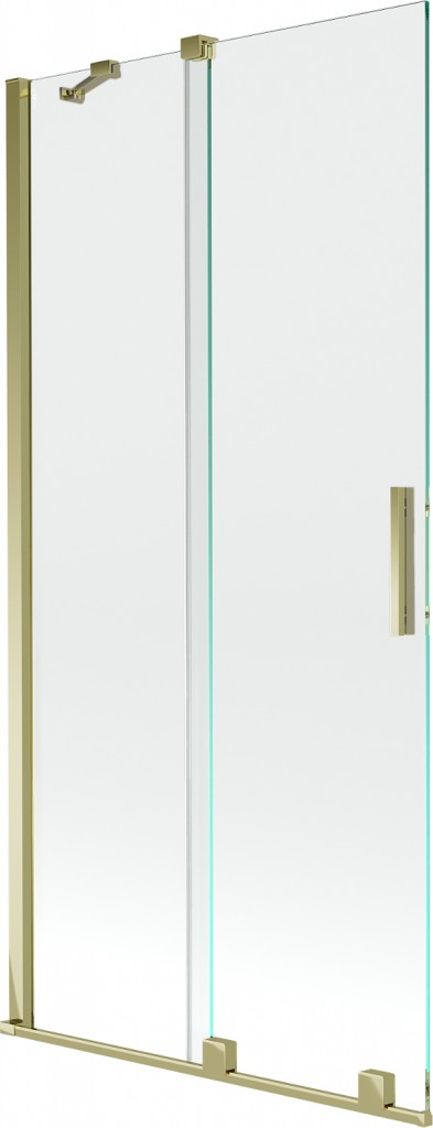 MEXEN/S Velar Dvoukřídlá posuvná vanová zástěna 90 x 150 cm, transparent, zlatá 896-090-000-01-50