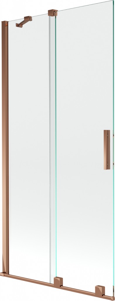 MEXEN/S Velar Dvoukřídlá posuvná vanové zástěna 90 x 150 cm, transparent, růžové zlato 896-090-000-01-60