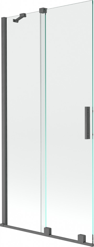 MEXEN/S Velar Dvoukřídlá posuvná vanová zástěna 90 x 150 cm, transparent, šedá kartáčovaná 896-090-000-01-66