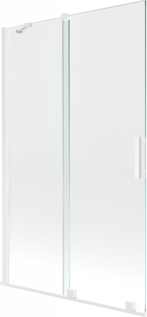 MEXEN/S Velar Dvoukřídlá posuvná vanová zástěna 110 x 150 cm, transparent, bílá 896-110-000-01-20