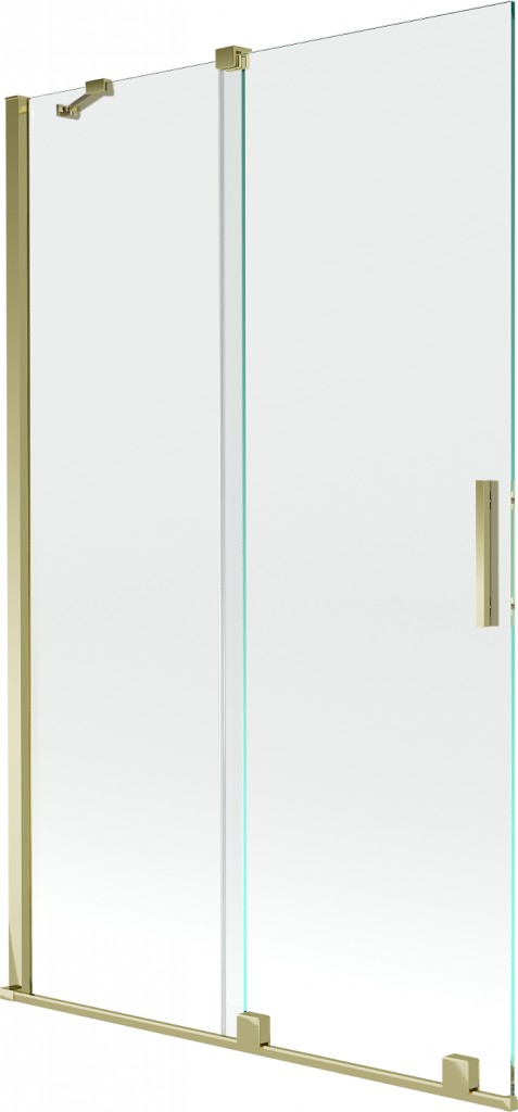 MEXEN/S Velar Dvoukřídlá posuvná vanová zástěna 110 x 150 cm, transparent, zlatá 896-110-000-01-50