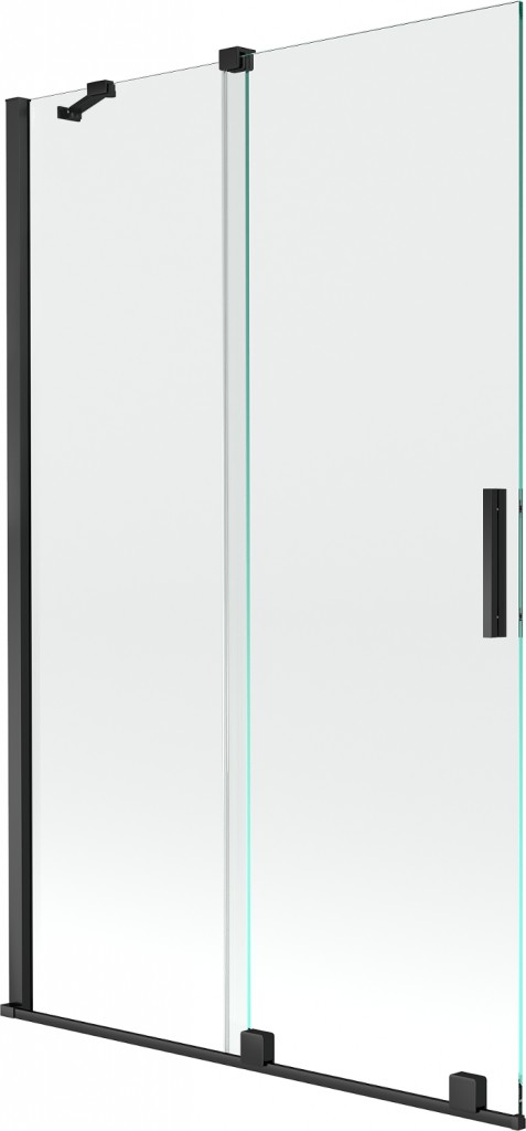 MEXEN/S Velar Dvoukřídlá posuvná vanová zástěna 110 x 150 cm, transparent, černá 896-110-000-01-70