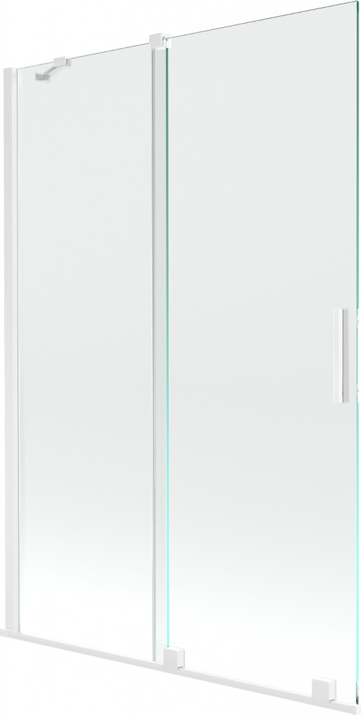 MEXEN/S Velar Dvoukřídlá posuvná vanová zástěna 120 x 150 cm, transparent, bílá 896-120-000-01-20
