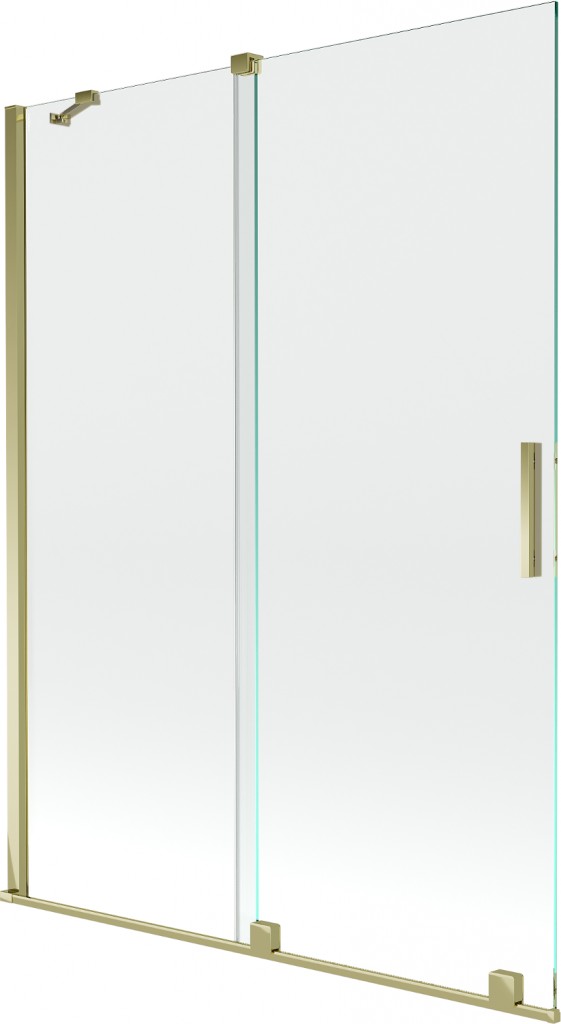 MEXEN/S Velar Dvoukřídlá posuvná vanová zástěna 130 x 150 cm, transparent, zlatá 896-130-000-01-50