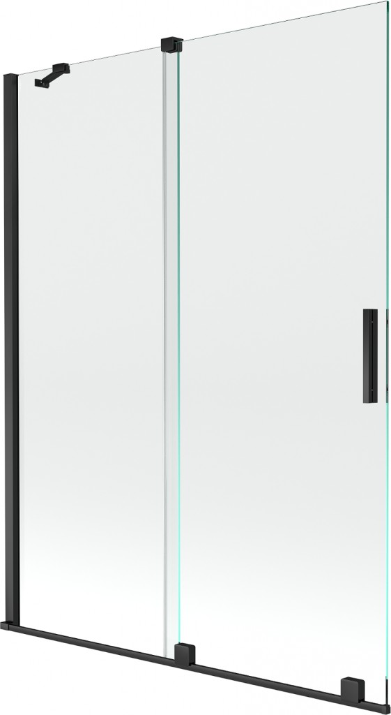 MEXEN/S Velar Dvoukřídlá posuvná vanová zástěna 130 x 150 cm, transparent, černá 896-130-000-01-70