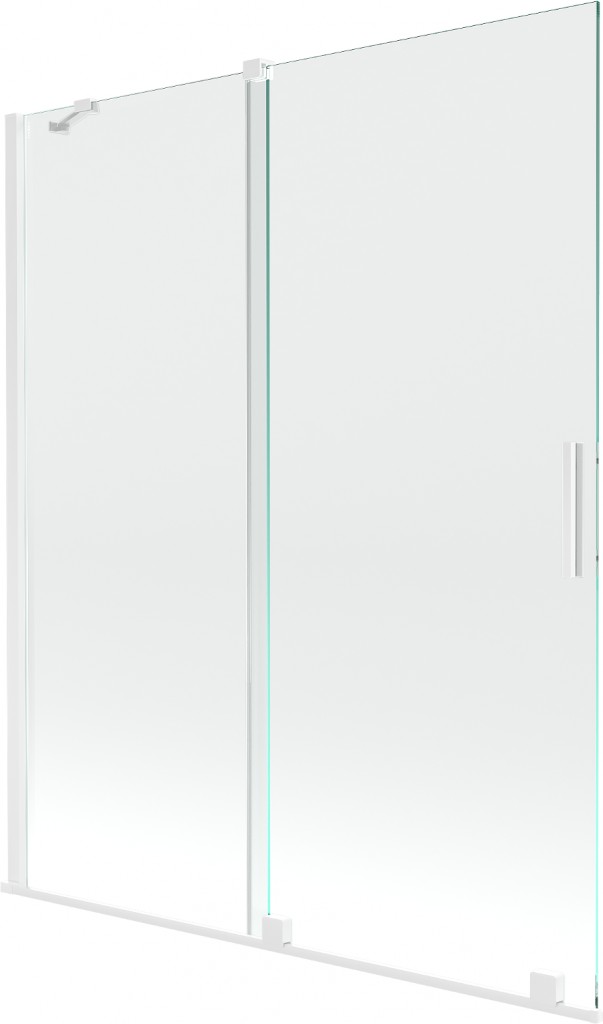 MEXEN/S Velar Dvoukřídlá posuvná vanová zástěna 140 x 150 cm, transparent, bílá 896-140-000-01-20
