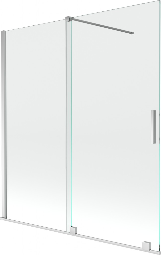 MEXEN/S Velar Dvoukřídlá posuvná vanová zástěna 150 x 150 cm, transparent, chrom 896-150-000-01-01