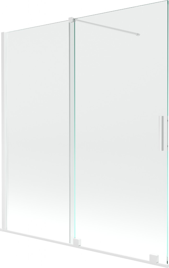 MEXEN/S Velar Dvoukřídlá posuvná vanová zástěna 150 x 150 cm, transparent, bílá 896-150-000-01-20