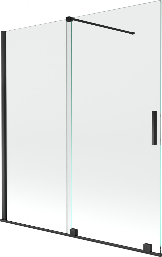 MEXEN/S Velar Dvoukřídlá posuvná vanová zástěna 150 x 150 cm, transparent, černá 896-150-000-01-70