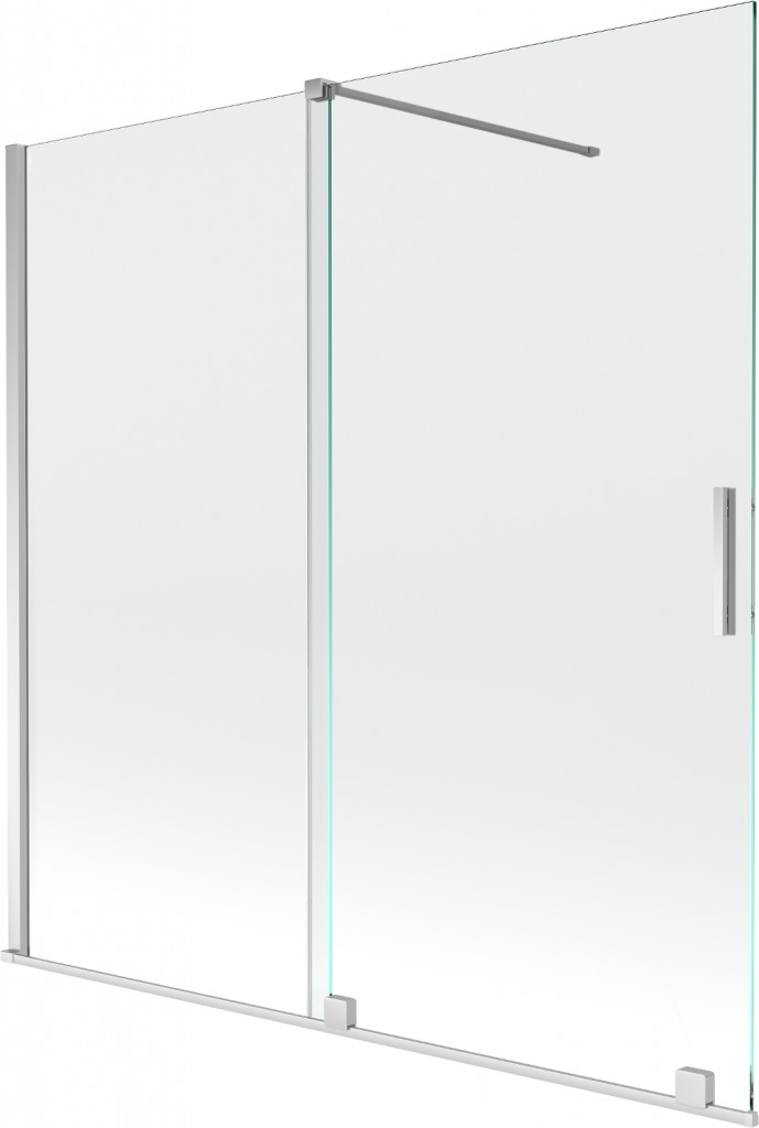 MEXEN/S Velar Dvoukřídlá posuvná vanová zástěna 160 x 150 cm, transparent, chrom 896-160-000-01-01