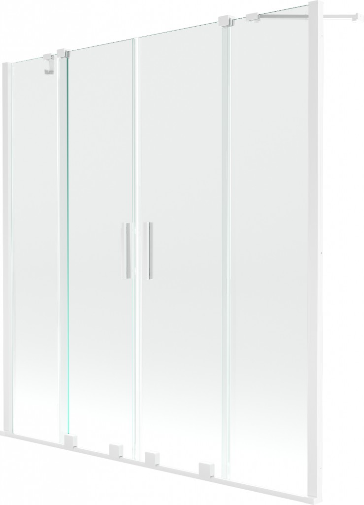 MEXEN/S Velar Duo Dvoukřídlá posuvná vanová zástěna 160 x 150 cm, transparent, bílá 896-160-000-02-20