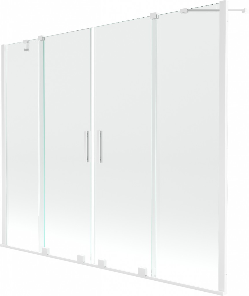 MEXEN/S Velar Duo Dvoukřídlá posuvná vanové zástěna 180 x 150 cm, transparent, bílá 896-180-000-02-20