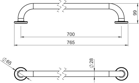 NOVASERVIS - Madlo rovné 700 mm s krytkami leštěná nerez (R6670,44)