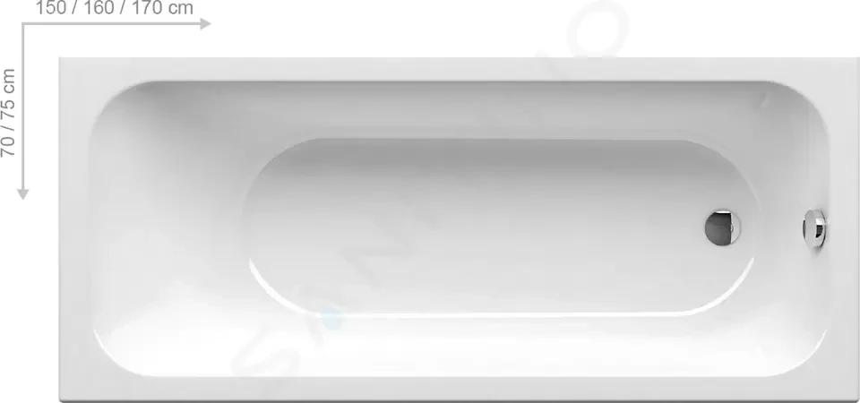 RAVAK Chrome Obdélníková vana 1700x750 mm, bílá C741000000