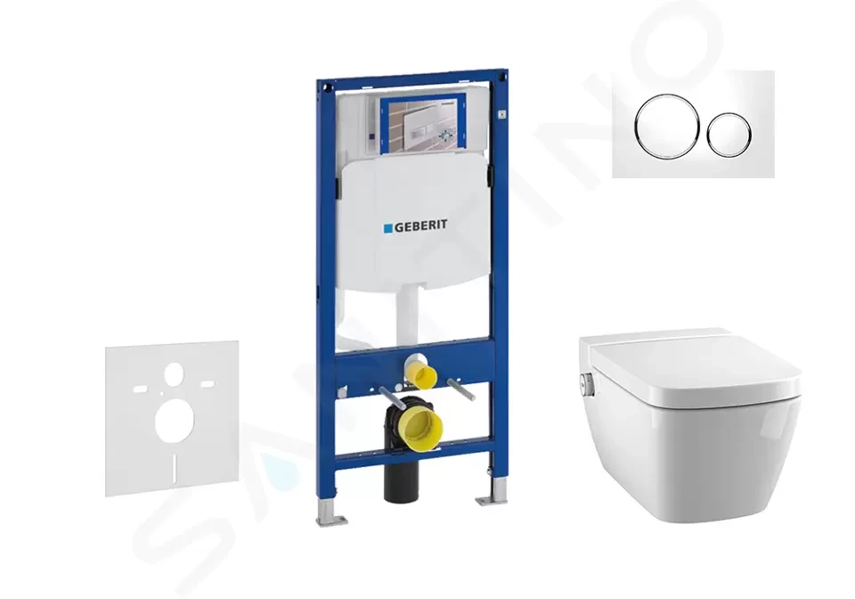 Levně GEBERIT Duofix Modul pro závěsné WC s tlačítkem Sigma20, bílá/lesklý chrom + Tece One sprchovací toaleta a sedátko, Rimless, SoftClose 111.300.00.5 NT4