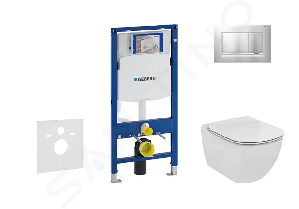Levně GEBERIT Duofix Modul pro závěsné WC s tlačítkem Sigma30, matný chrom/chrom + Ideal Standard Tesi WC a sedátko, Aquablade, SoftClose 111.300.00.5 NU7