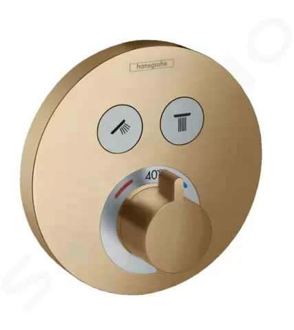 HANSGROHE Shower Select Termostatická baterie pod omítku pro 2 spotřebiče, kartáčovaný bronz 15743140