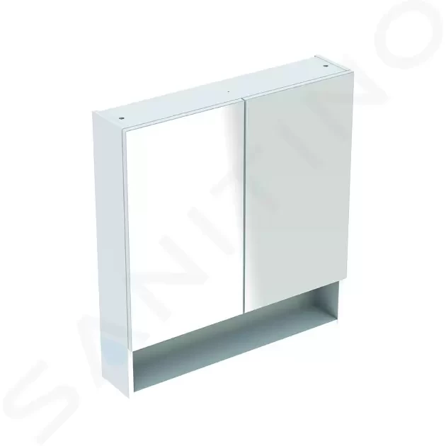 GEBERIT Selnova Square Zrcadlová skříňka 850x588x175 mm, 2 dvířka, lesklá bílá 501.264.00.1
