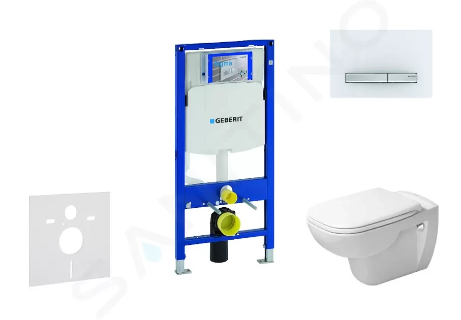Levně GEBERIT Duofix Modul pro závěsné WC s tlačítkem Sigma50, alpská bílá + Duravit D-Code WC a sedátko, Rimless, SoftClose 111.300.00.5 NH8