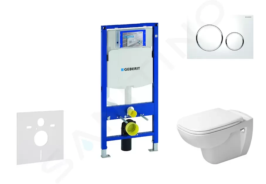 Levně GEBERIT Duofix Modul pro závěsné WC s tlačítkem Sigma20, bílá/lesklý chrom + Duravit D-Code WC a sedátko, Rimless, SoftClose 111.300.00.5 NH4