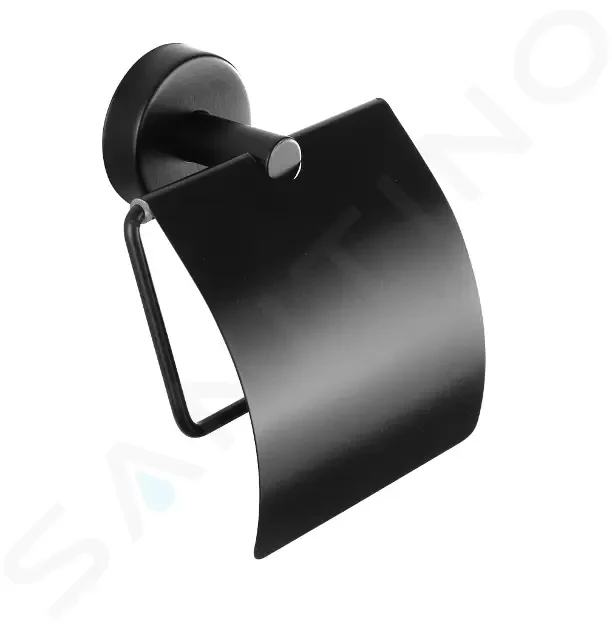 SANELA Nerezové doplňky Držák toaletního papíru, s krytem, matná černá SLZN 09N