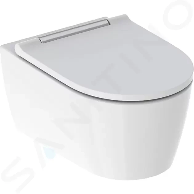 Levně GEBERIT ONE Závěsné WC se sedátkem softclose, TurboFlush, KeraTect, bílá/chrom 500.202.01.1