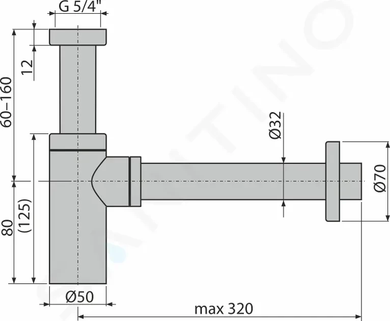 Kielle - Sifony Umyvadlový sifon, průměr 32 mm, kulatý, kov (30901010)