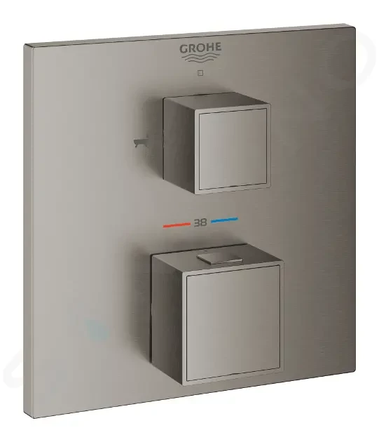 GROHE Grohtherm Cube Termostatická baterie pod omítku pro 2 spotřebiče, kartáčovaný Hard Graphite 24155AL0