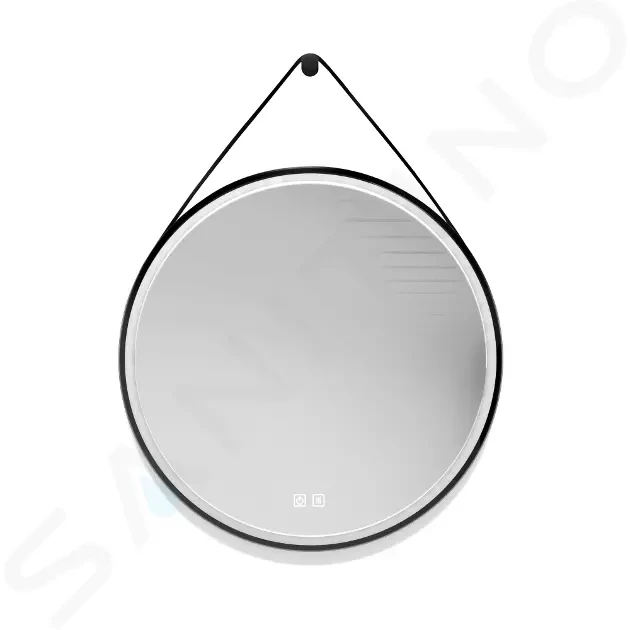 Levně Kielle Idolio Zrcadlo s LED osvětlením a vyhříváním, průměr 59 cm, černá 50324004