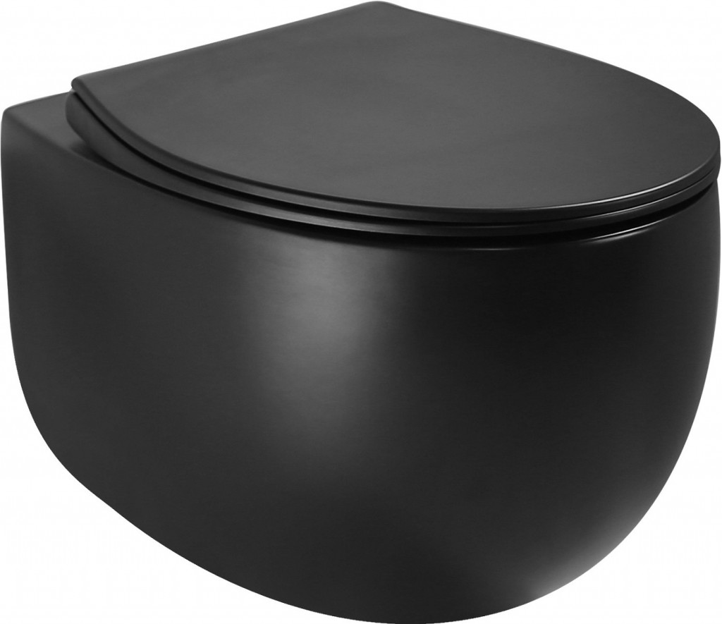 MEXEN Egg Závěsná WC mísa včetně sedátka s slow-slim, Duroplastu, černý mat 30245070