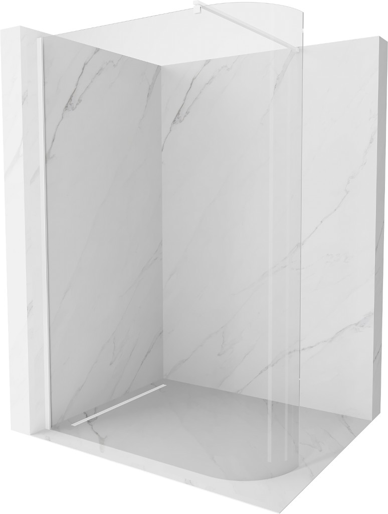 MEXEN/S Kioto Sprchová zástěna WALK-IN zaoblená 150 x 200, transparent 8 mm, bílá 800-150-101-20-06