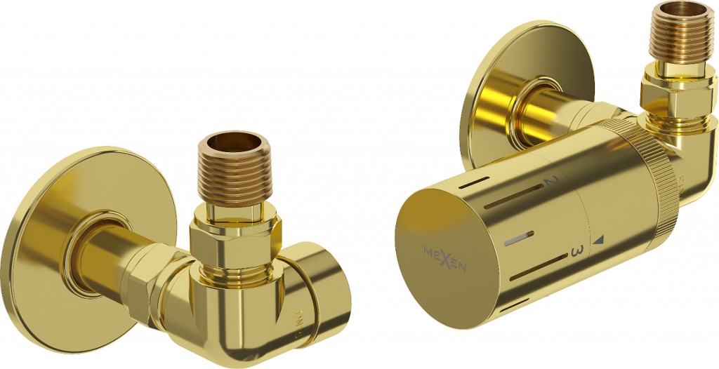 MEXEN/S G05 termostatická souprava pro radiátor + krycí rozeta R, zlatá W903-958-904-50