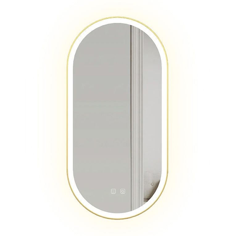 REA Zrcadlo LED OVL 50x100cm Brush Gold HOM-02506