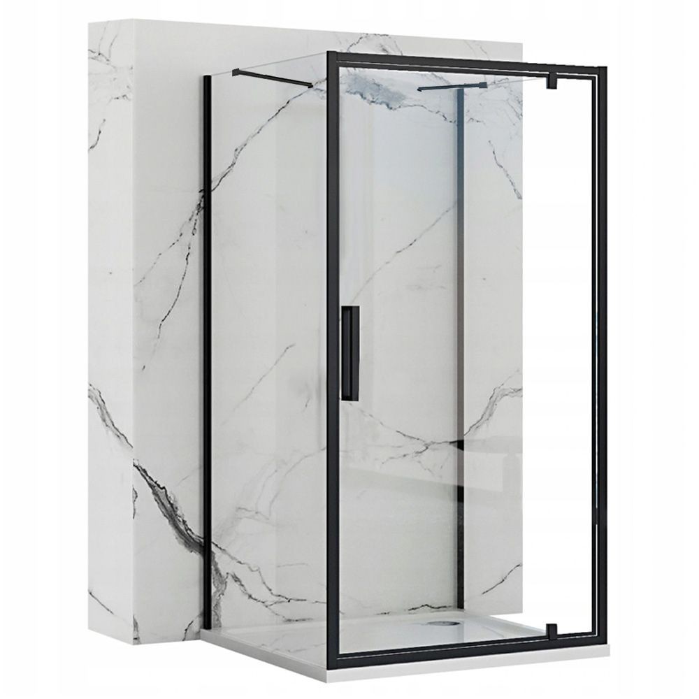 REA/S Přístěnná sprchová kabina Rapid Swing Black Dveře: 90 x Sprchová zástěna: 80 KPL-009952