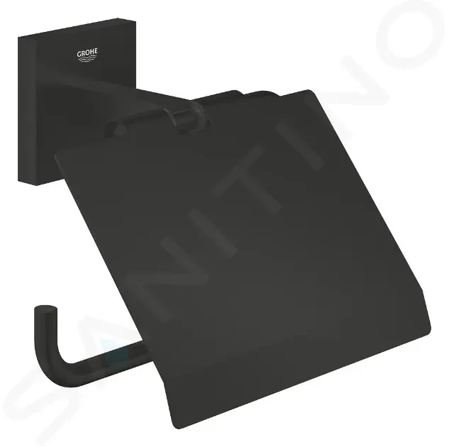 Levně GROHE QuickFix Start Cube Držák toaletního papíru s krytem, matná černá 411022430
