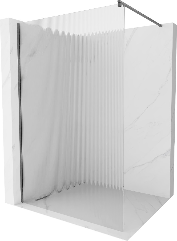 Levně MEXEN/S Kioto Sprchová zástěna WALK-IN 100 x 200, proužky 8 mm, grafit kartáčovaná 800-100-101-66-09
