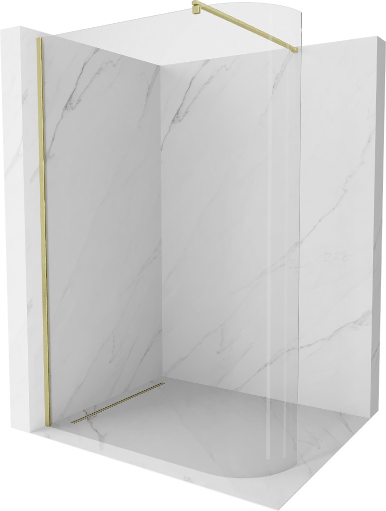 MEXEN/S Kioto Sprchová zástěna WALK-IN Walk-in 150 x 200 cm, transparent 8 mm, zlatá kartáčovaná 800-150-101-55-06