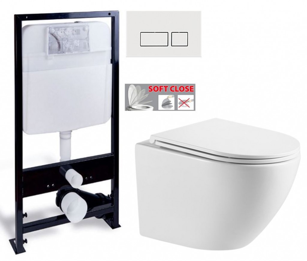 Levně PRIM předstěnový instalační systém s bílým tlačítkem 20/0042+ WC INVENA LIMNOS WITH SOFT, včetně soft/close sedátka PRIM_20/0026 42 LI1
