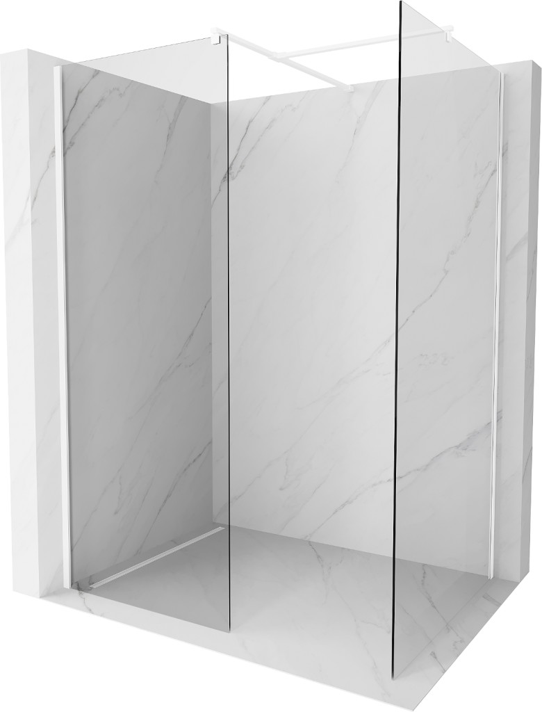 MEXEN/S Kioto Sprchová zástěna Walk-in 130 x 105 cm, transparent, bílá 800-130-202-20-00-105
