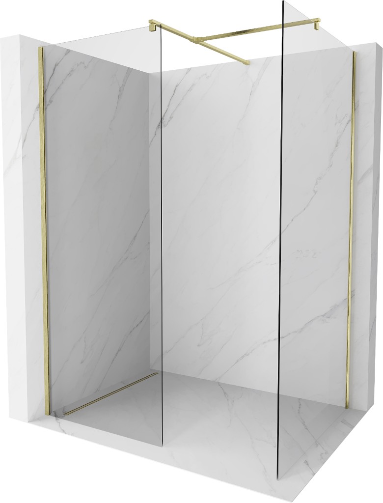 Levně MEXEN/S Kioto Sprchová zástěna WALK-IN 105 x 80, transparent, zlatá kartáčovaná 800-105-202-55-00-080
