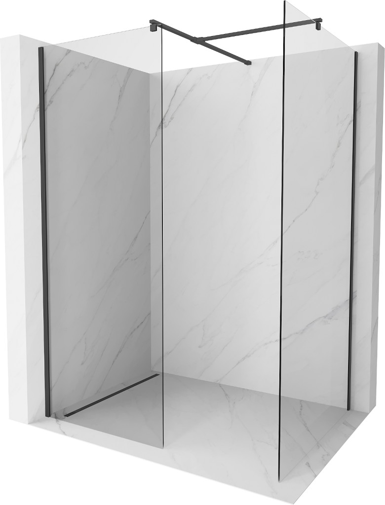 MEXEN/S Kioto Sprchová zástěna WALK-IN 145 x 100 cm, transparent, černá 800-145-202-70-00-100
