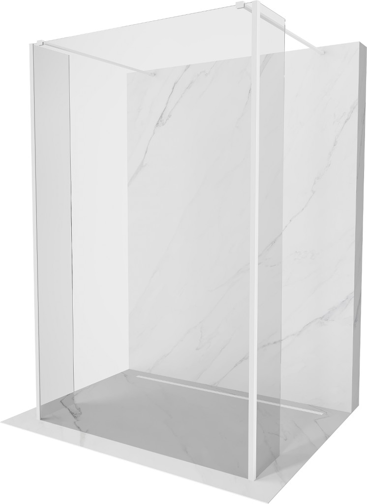MEXEN/S Kioto Sprchová zástěna WALK-IN volněstojící 90 x 30 x 30 cm, transparent, bílá 800-090-030-222-20-00-030